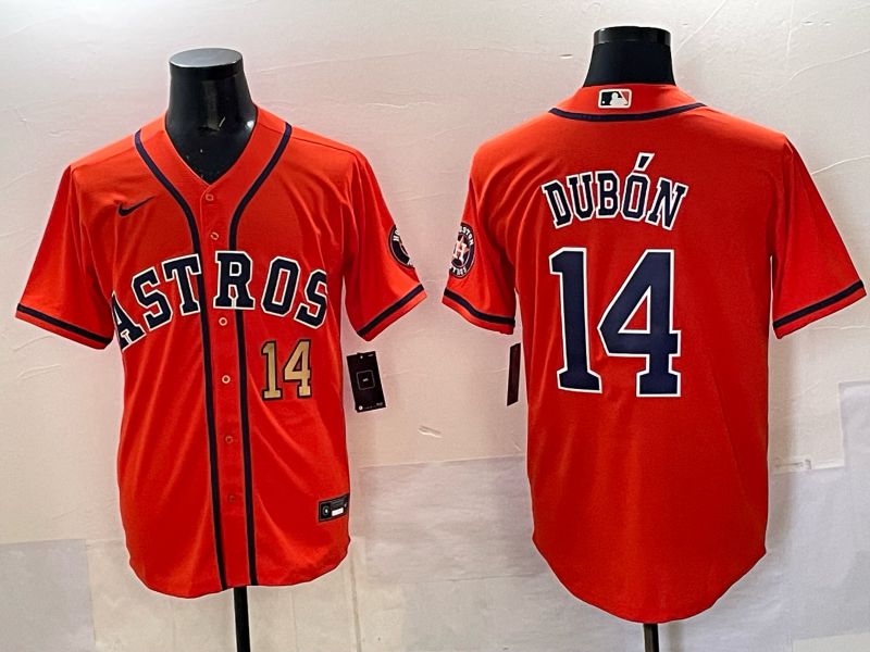 Men 2025 Houston Astros 14 Dubon Orange Nike MLB Jersey 02